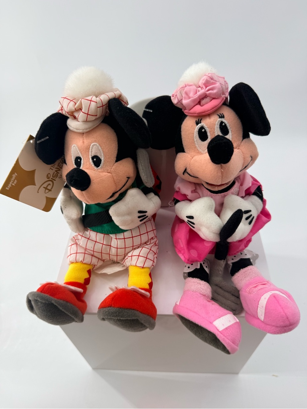 Disney Mickey & Minnie Plush Duo - Pink, Red, Yellow & Green Accents